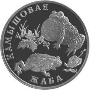 Изображение реверса: 1 рубль 2004 года СПМД «Камышовая жаба» Proof