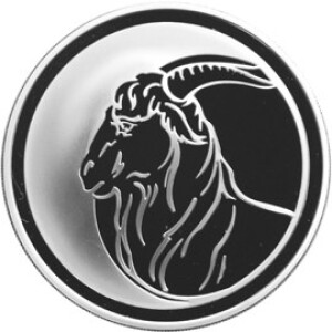 Изображение реверса: 3 рубля 2003 года ММД «Год козы» Proof в каталоге монет Российской Федерации